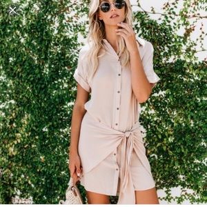Vici tea & cup Tie-Front button down dress